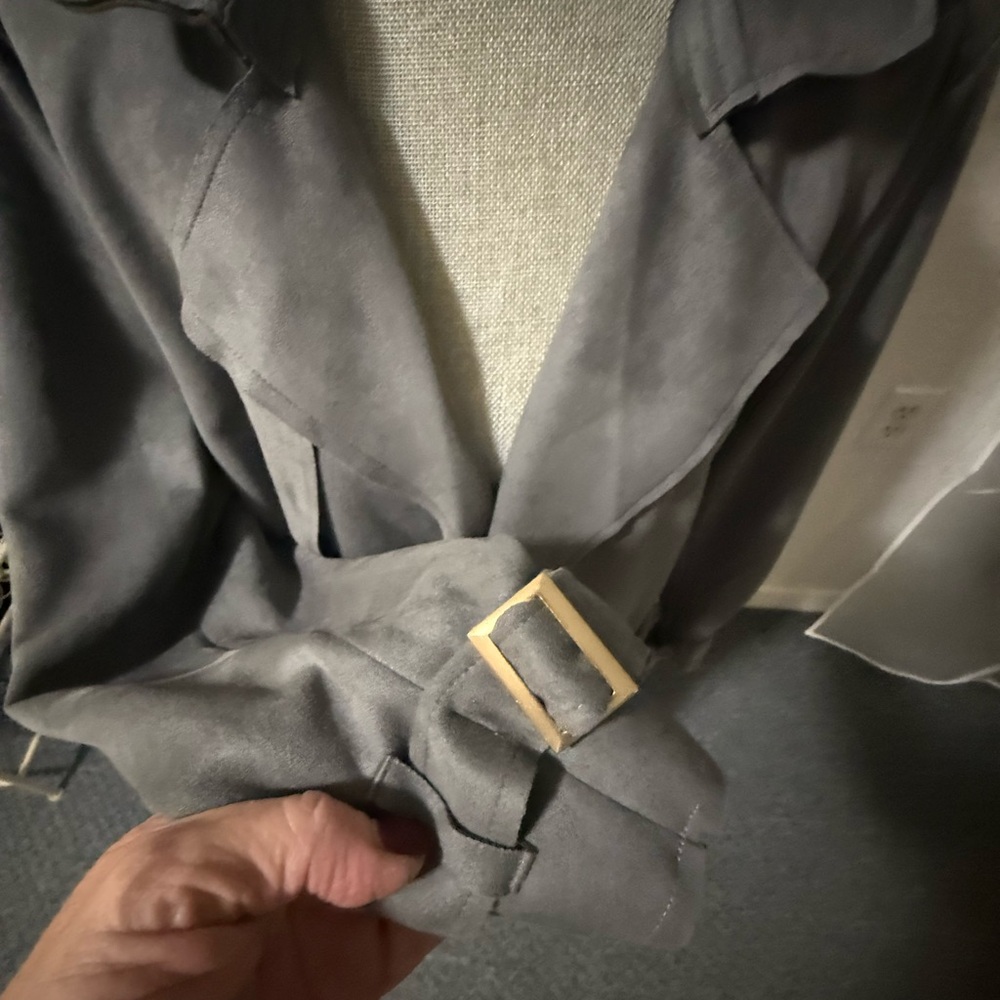 NWT. Love for Humanity Charcoal Trench Coat. - Picture 2 of 2